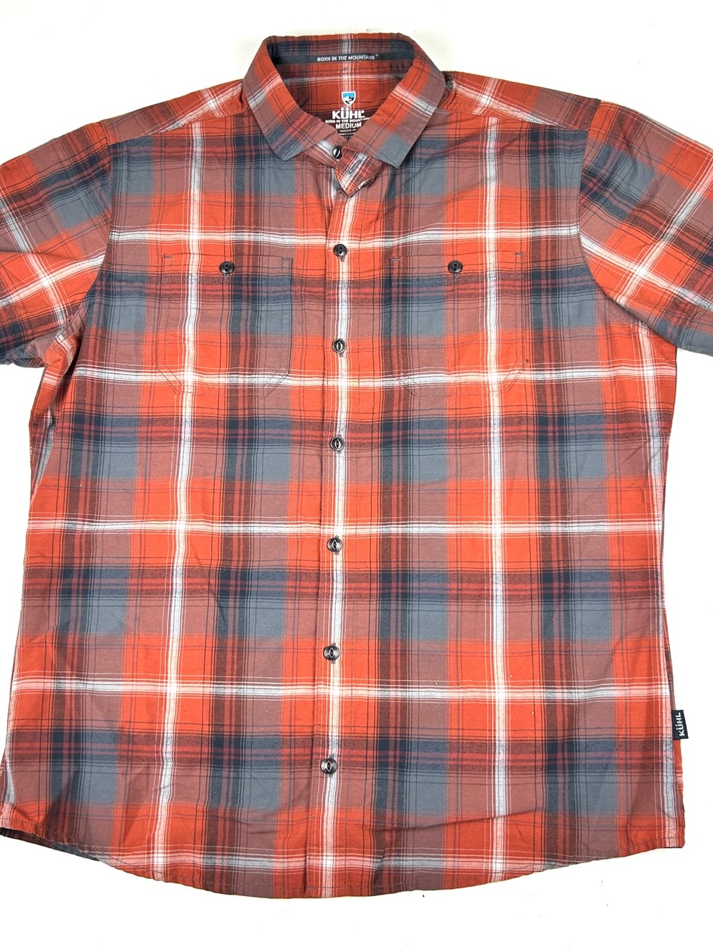 Kuhl Mens Button Up Short Sleeve Shirt Sz Medium Hiking Outdoors Red Plaid